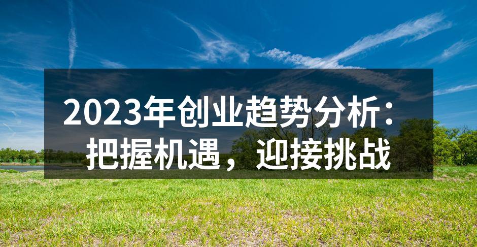 2023年创业趋势分析：把握机遇，迎接挑战