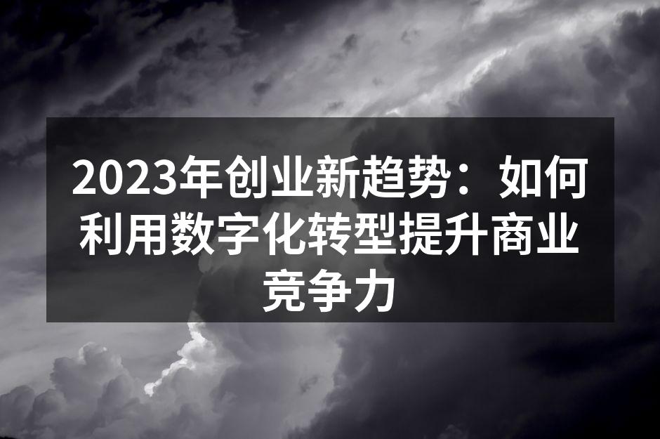 2023年创业新趋势：如何利用数字化转型提升商业竞争力